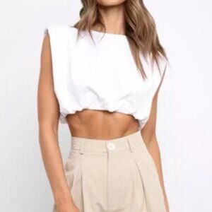 Petal + Pup Womens Omri Crop White Cotton Top Size US 10 ARV$39 NWT
